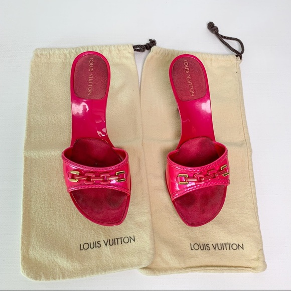 Louis Vuitton Vintage Hot Pink Mules - Picture 1 of 9